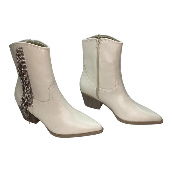 Oasis Society Shoes - Buckle Oasis Society The Rowan White Rhinestone Fringe Boots Women's Size 8.5